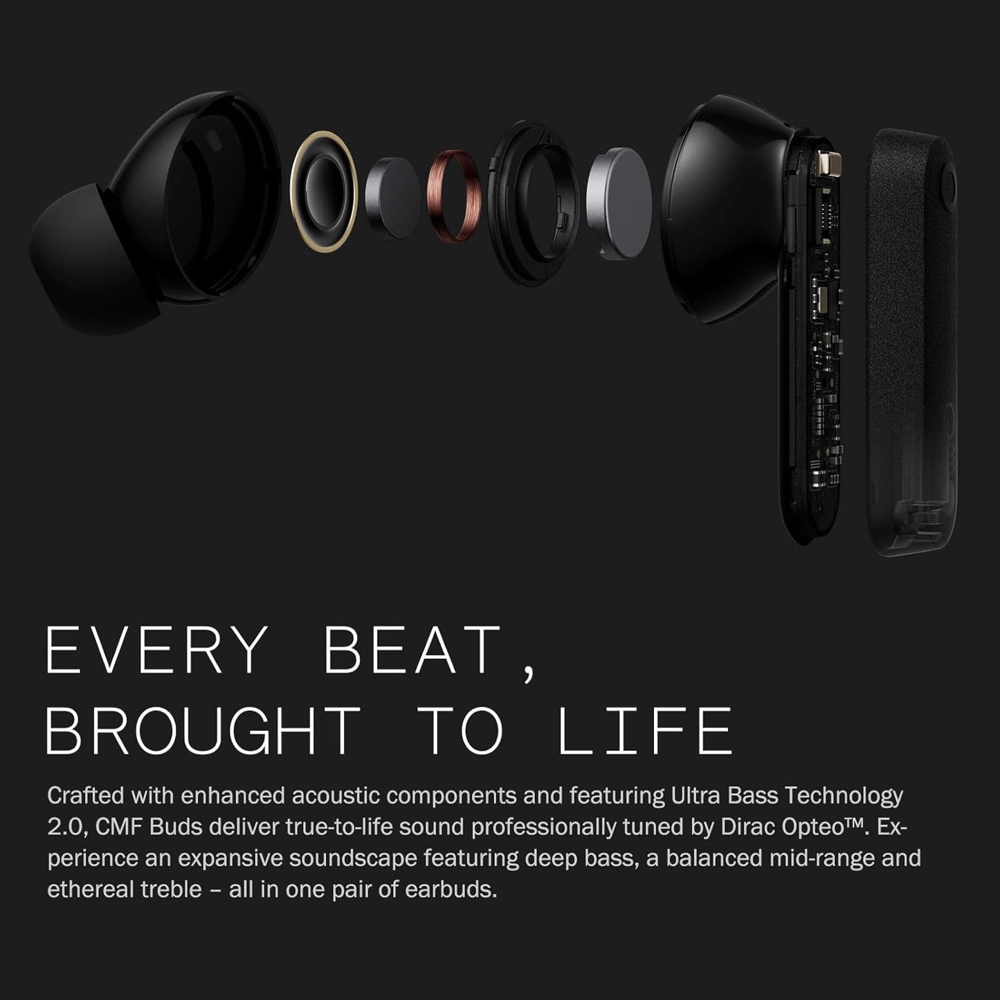 CMF Buds with 45 dB ANC, Ultra Bass Technology & Upto 59 Hours of Battery Life Bluetooth Headset,Water Resistant,USB-C Charging Case,13mm Drivers,4HD Mics,Easy Use for iPhone,Apple Compatible