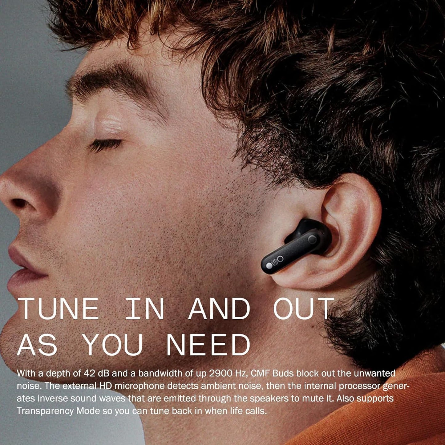 CMF Buds with 45 dB ANC, Ultra Bass Technology & Upto 59 Hours of Battery Life Bluetooth Headset,Water Resistant,USB-C Charging Case,13mm Drivers,4HD Mics,Easy Use for iPhone,Apple Compatible