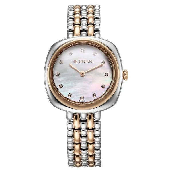 BUY ONLINE: TITAN WOMAN MOTHER OF PEARL WHITE WITH CHAIN WATCH